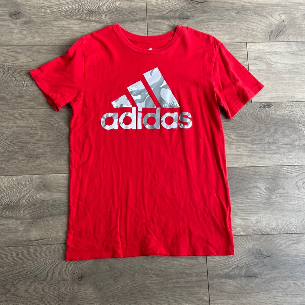 Boys Kids Adidas T-Shirt Size Kids Boys Large L Color Red White Used